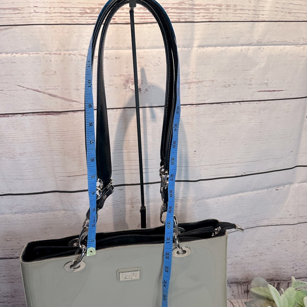 Biejo Classic  Elegant Metallic Taupe and Black Shoulder Tote Bag - Picture 9 of 14